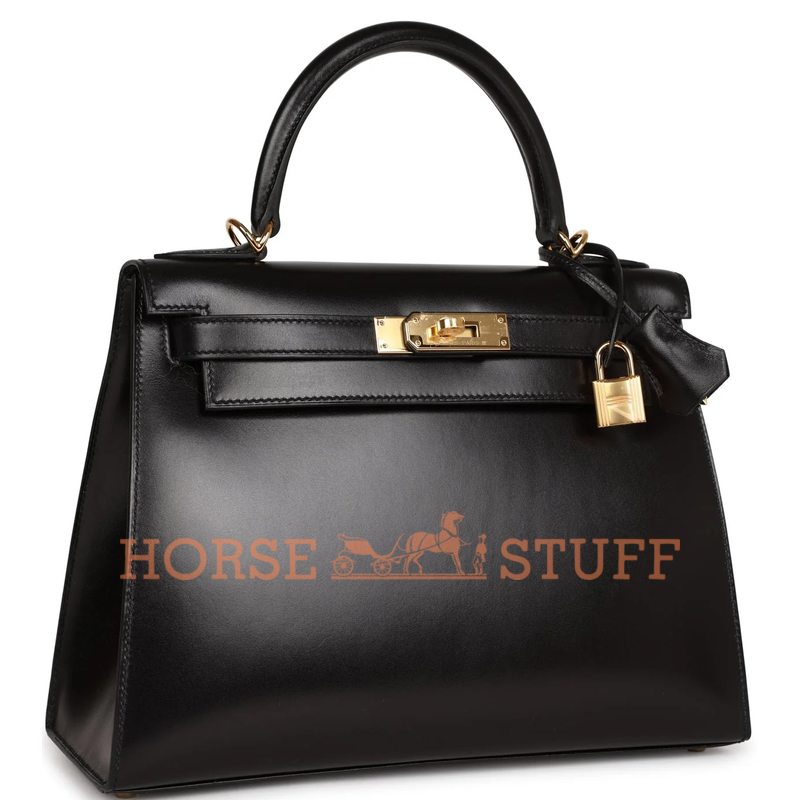 Hermès Kelly Sellier 28 Black Box Calf GHW