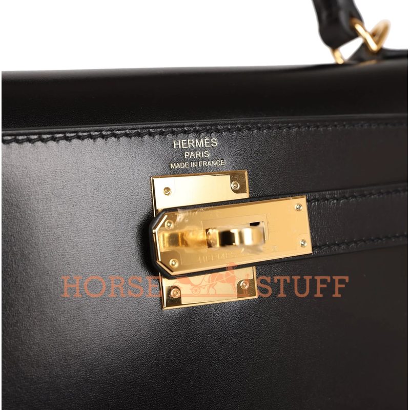 Hermès Kelly Sellier 28 Black Box Calf GHW