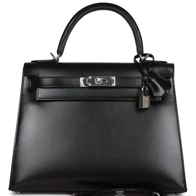 Hermès Kelly Sellier 28 Black Box Calf PHW