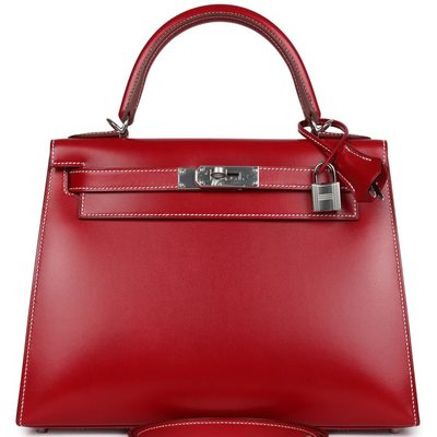 Hermès Kelly Sellier 28 Rouge Piment Box Calf PHW