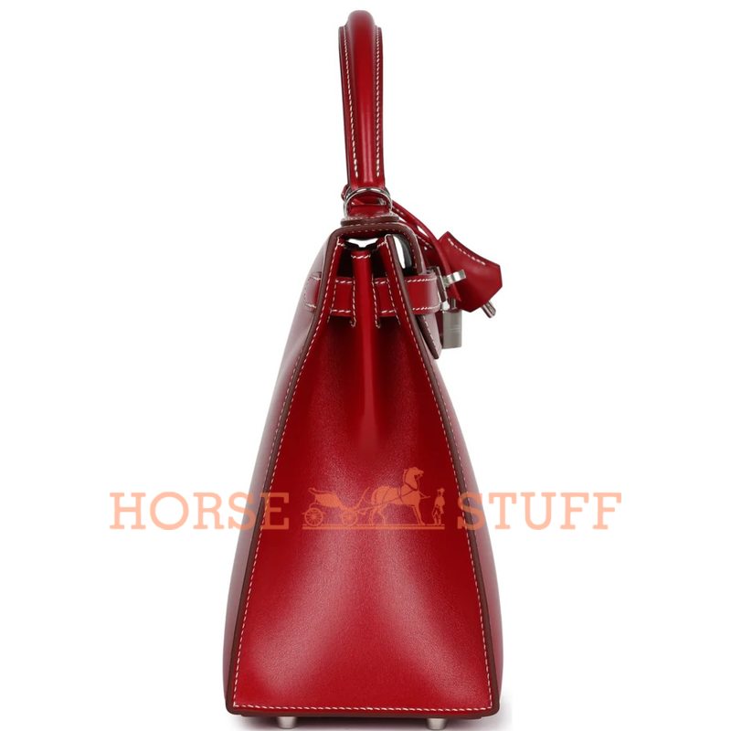 Hermès Kelly Sellier 28 Rouge Piment Box Calf PHW