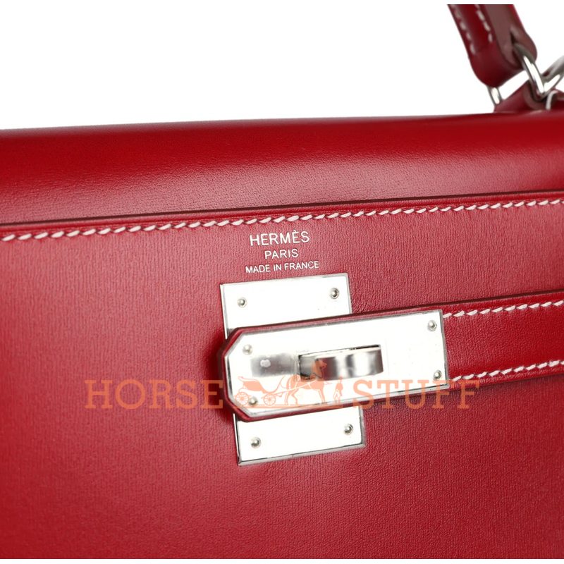 Hermès Kelly Sellier 28 Rouge Piment Box Calf PHW