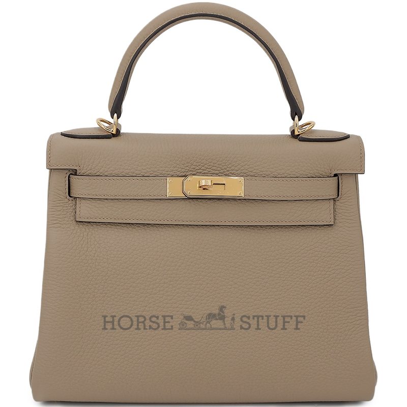 Hermès Kelly Retourne 28 Beige Marfa Clemence GHW