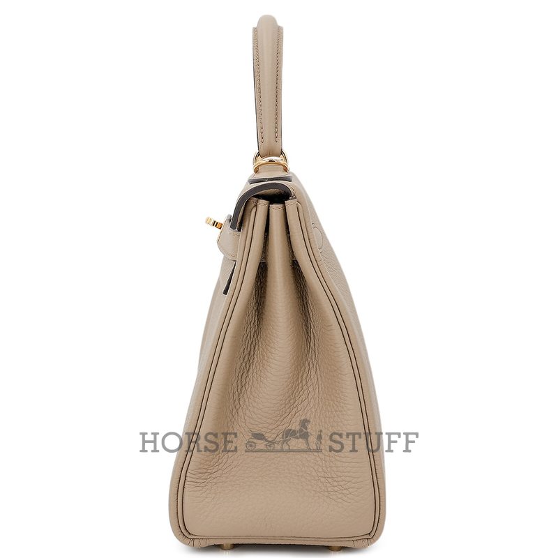 Hermès Kelly Retourne 28 Beige Marfa Clemence GHW
