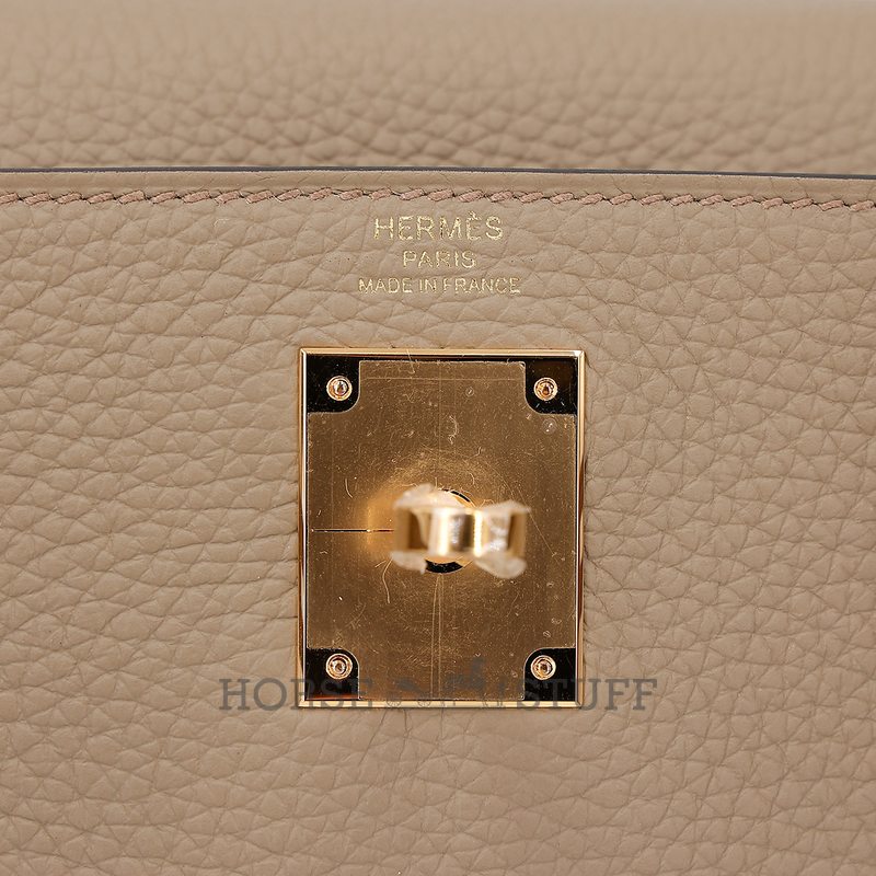 Hermès Kelly Retourne 28 Beige Marfa Clemence GHW