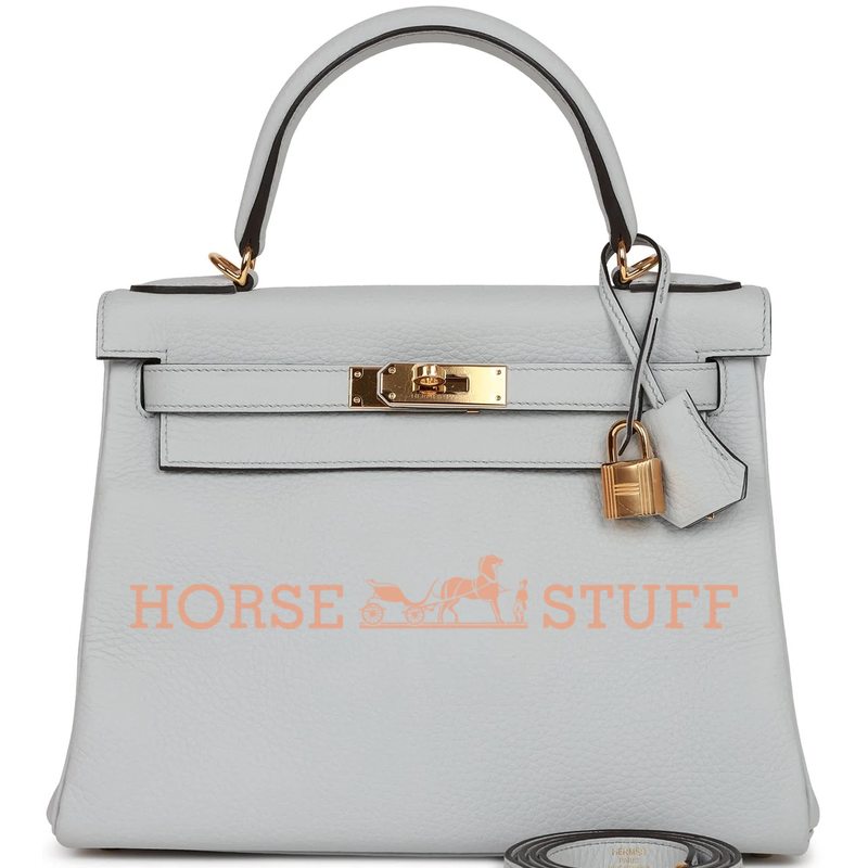 Hermès Kelly Retourne 28 Blue Pale Clemence GHW