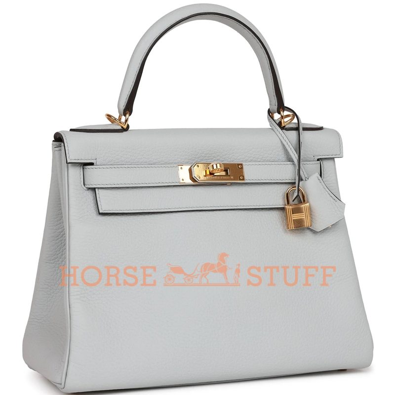 Hermès Kelly Retourne 28 Blue Pale Clemence GHW