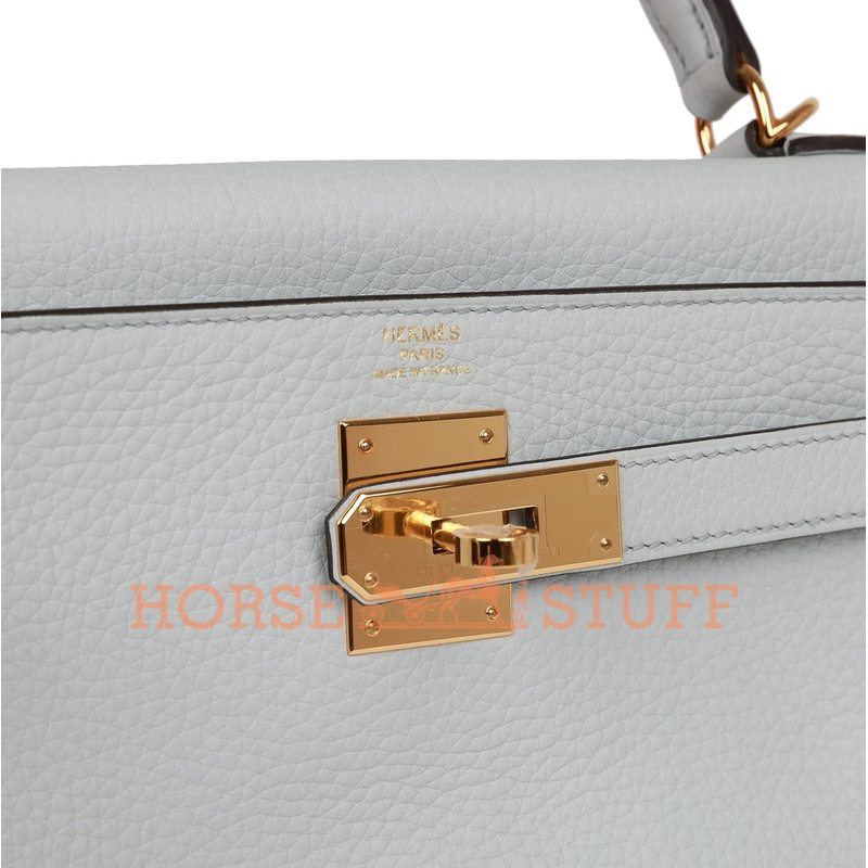 Hermès Kelly Retourne 28 Blue Pale Clemence GHW