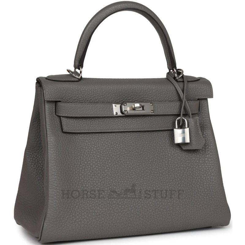Hermès Kelly Retourne 28 Gris Meyer Clemence PHW