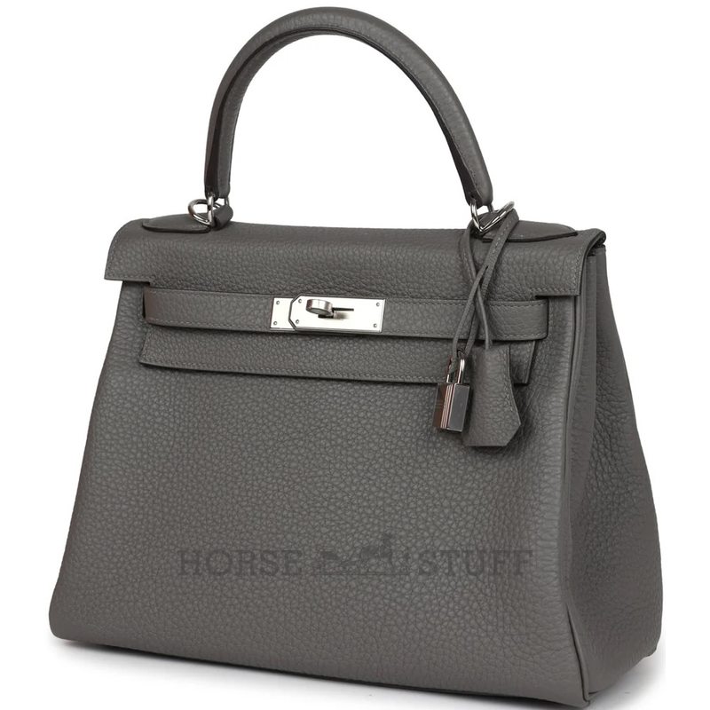 Hermès Kelly Retourne 28 Gris Meyer Clemence PHW
