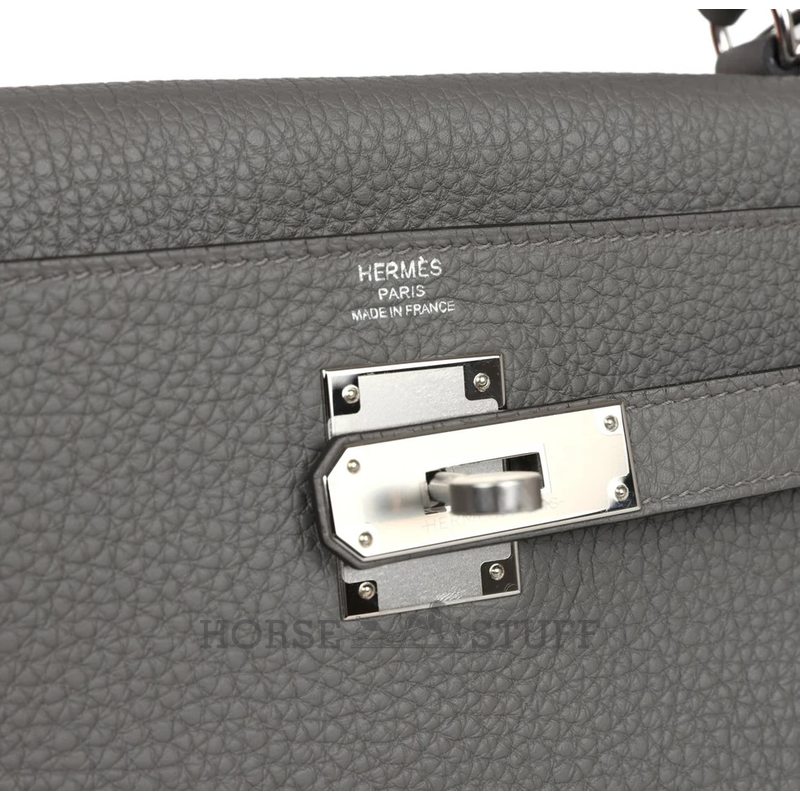 Hermès Kelly Retourne 28 Gris Meyer Clemence PHW