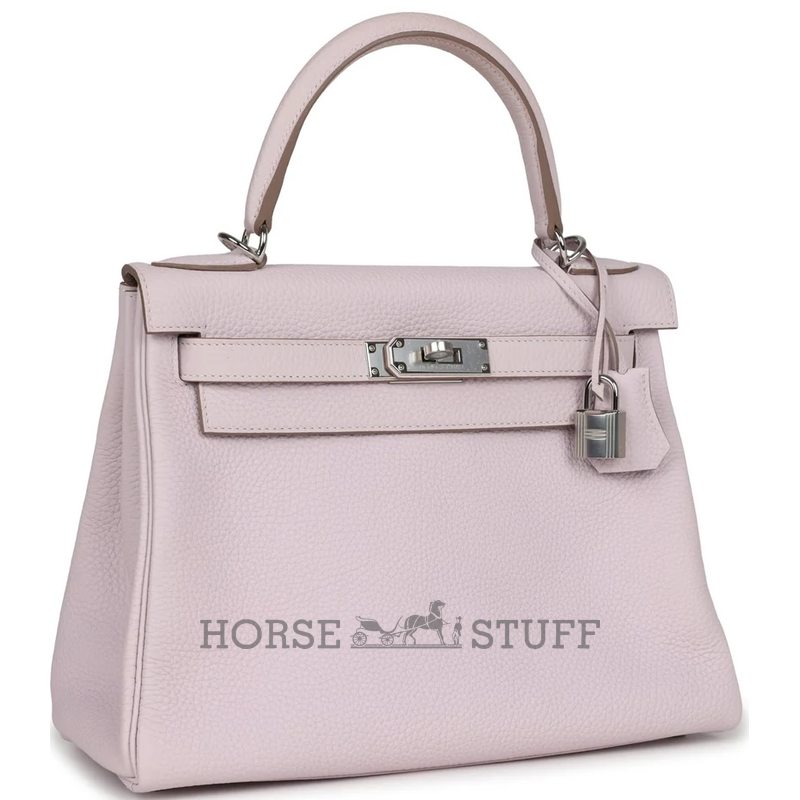 Hermès Kelly Retourne 28 Mauve Pale Clemence PHW