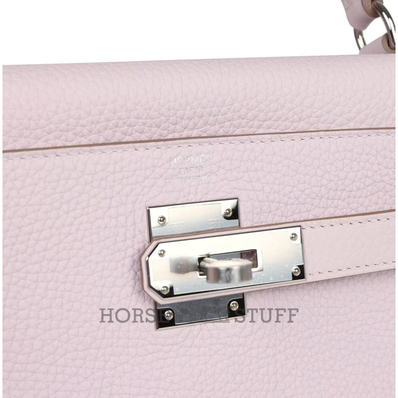 Hermès Kelly Retourne 28 Mauve Pale Clemence PHW
