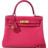 Hermès Kelly Retourne 28 Rose Extreme Clemence GHW