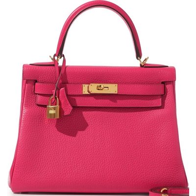 Hermès Kelly Retourne 28 Rose Extreme Clemence GHW 