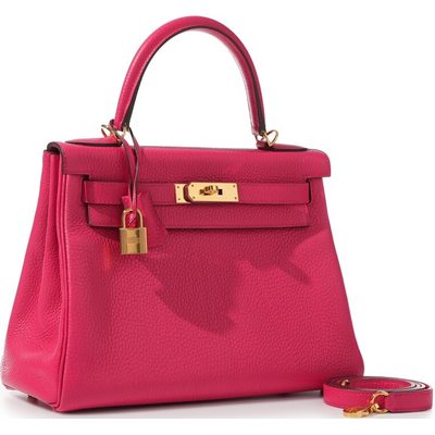 Hermès Kelly Retourne 28 Rose Extreme Clemence GHW 