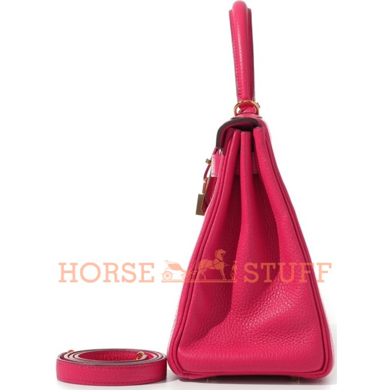 Hermès Kelly Retourne 28 Rose Extreme Clemence GHW