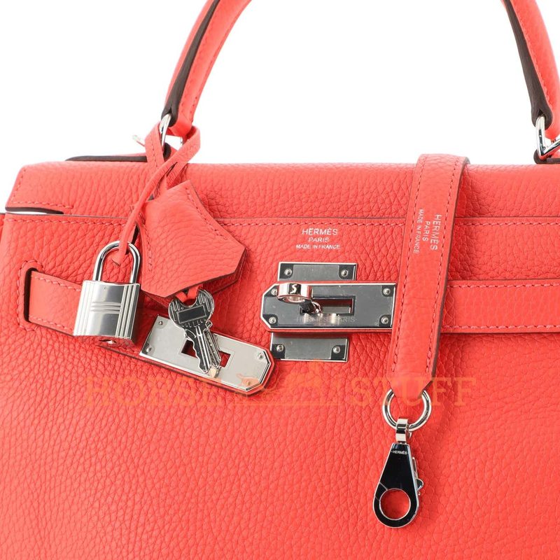 Hermès Kelly Retourne 28 Rose Jaipur Clemence PHW