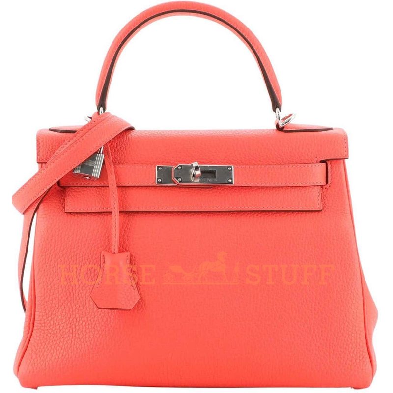 Hermès Kelly Retourne 28 Rose Jaipur Clemence PHW