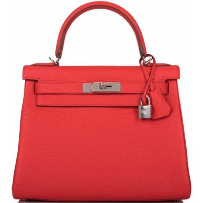 Hermès Kelly Retourne 28 Rouge Tomate Clemence PHW