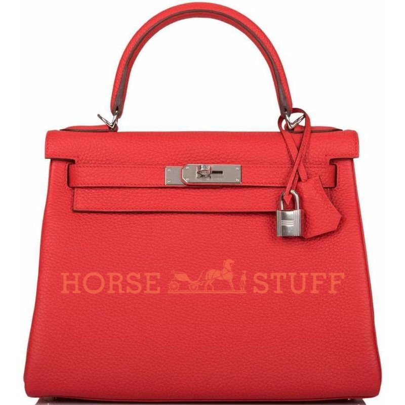 Hermès Kelly Retourne 28 Rouge Tomate Clemence PHW