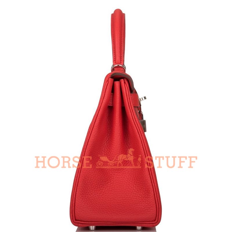 Hermès Kelly Retourne 28 Rouge Tomate Clemence PHW