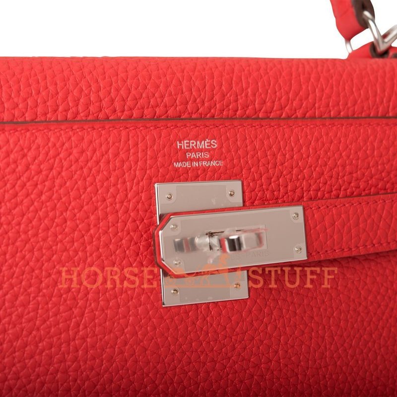 Hermès Kelly Retourne 28 Rouge Tomate Clemence PHW