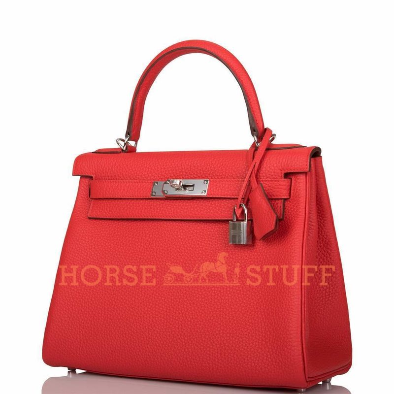 Hermès Kelly Retourne 28 Rouge Tomate Clemence PHW