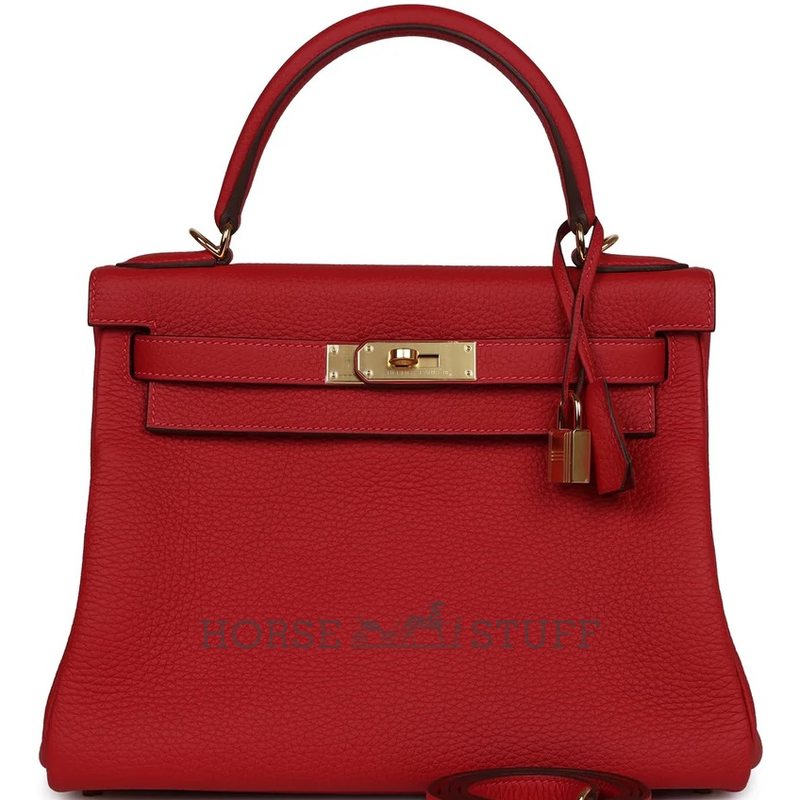 Hermès Kelly Retourne 28 Vermillion Clemence GHW