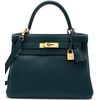 Hermès Kelly Retourne 28 Vert Cypress Clemence GHW