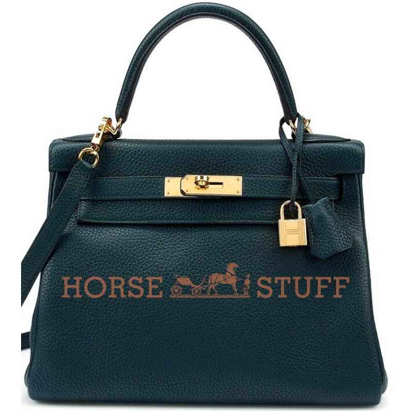 Hermès Kelly Retourne 28 Vert Cypress Clemence GHW