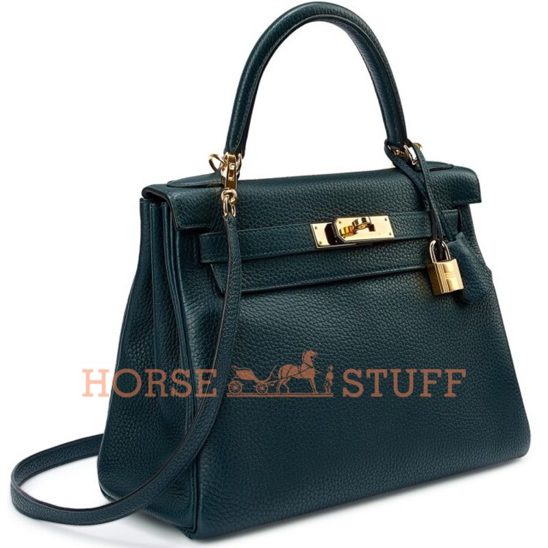 Hermès Kelly Retourne 28 Vert Cypress Clemence GHW