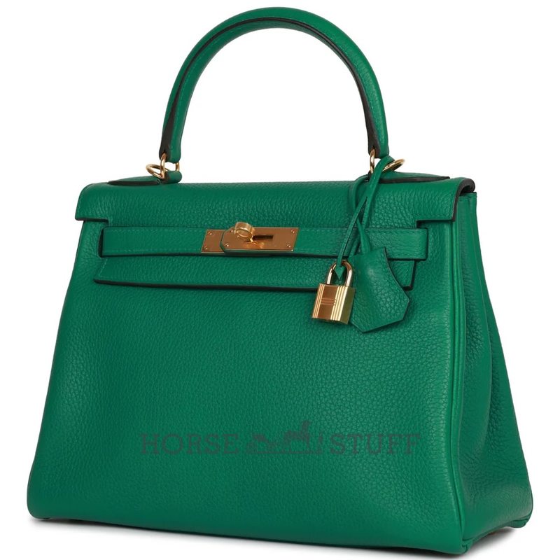 Hermès Kelly Retourne 28 Vert Vertigo Clemence GHW
