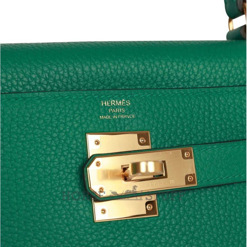 Hermès Kelly Retourne 28 Vert Vertigo Clemence GHW