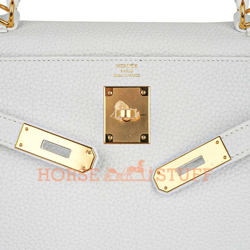 Hermès Kelly Retourne 28 White Clemence GHW