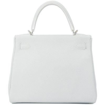 Hermès Kelly Retourne 28 White Clemence PHW