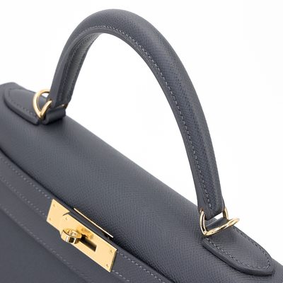 Hermès Kelly Sellier 28 Ardoise Epsom Permabrass