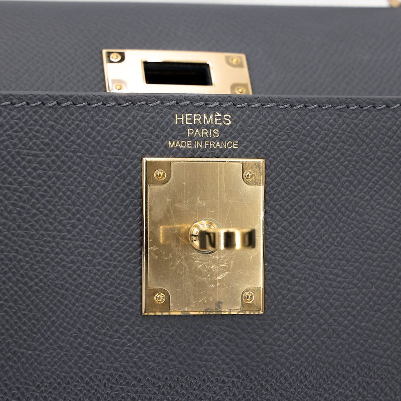 Hermès Kelly Sellier 28 Ardoise Epsom Permabrass
