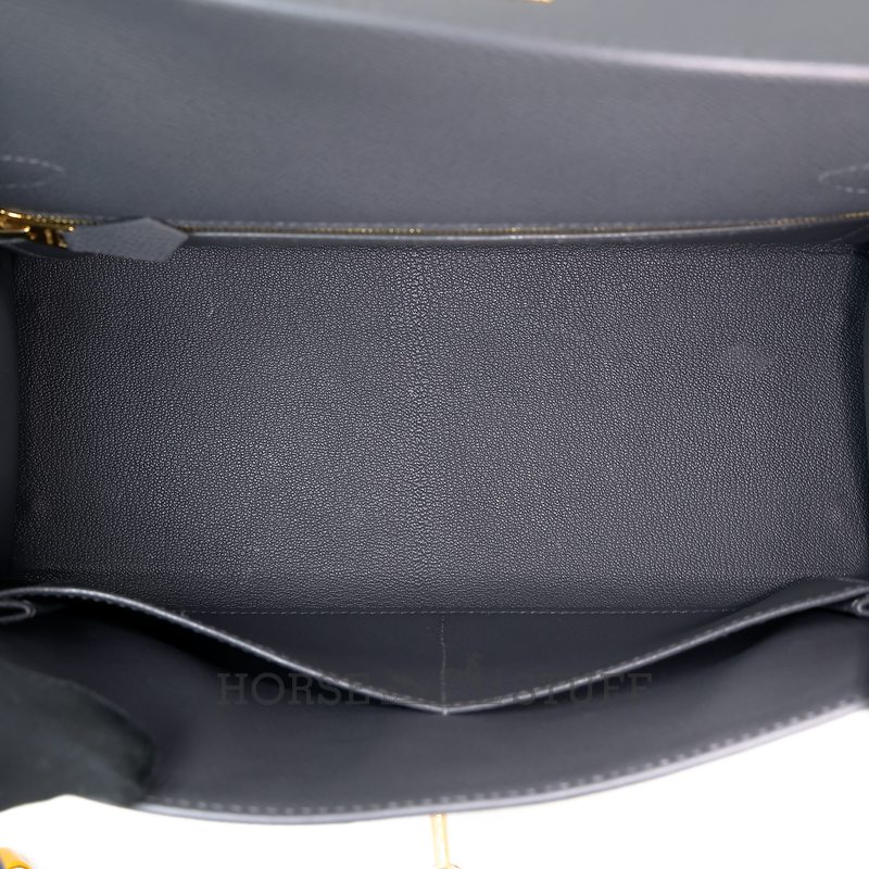 Hermès Kelly Sellier 28 Ardoise Epsom Permabrass