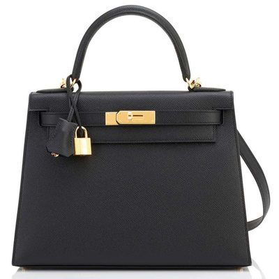 Hermès Kelly Sellier 28 Black Epsom GHW