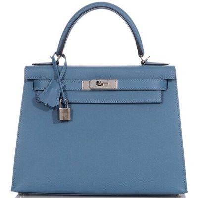 Hermès Kelly Sellier 28 Blue Azur Epsom PHW