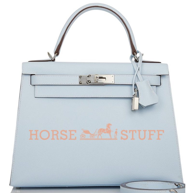 Hermès Kelly Sellier 28 Blue Brume Epsom PHW