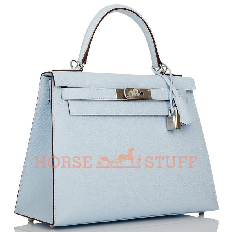 Hermès Kelly Sellier 28 Blue Brume Epsom PHW