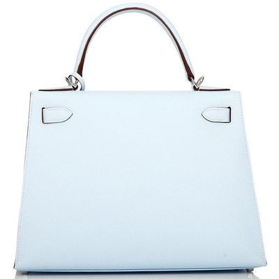 Hermès Kelly Sellier 28 Blue Brume Epsom PHW
