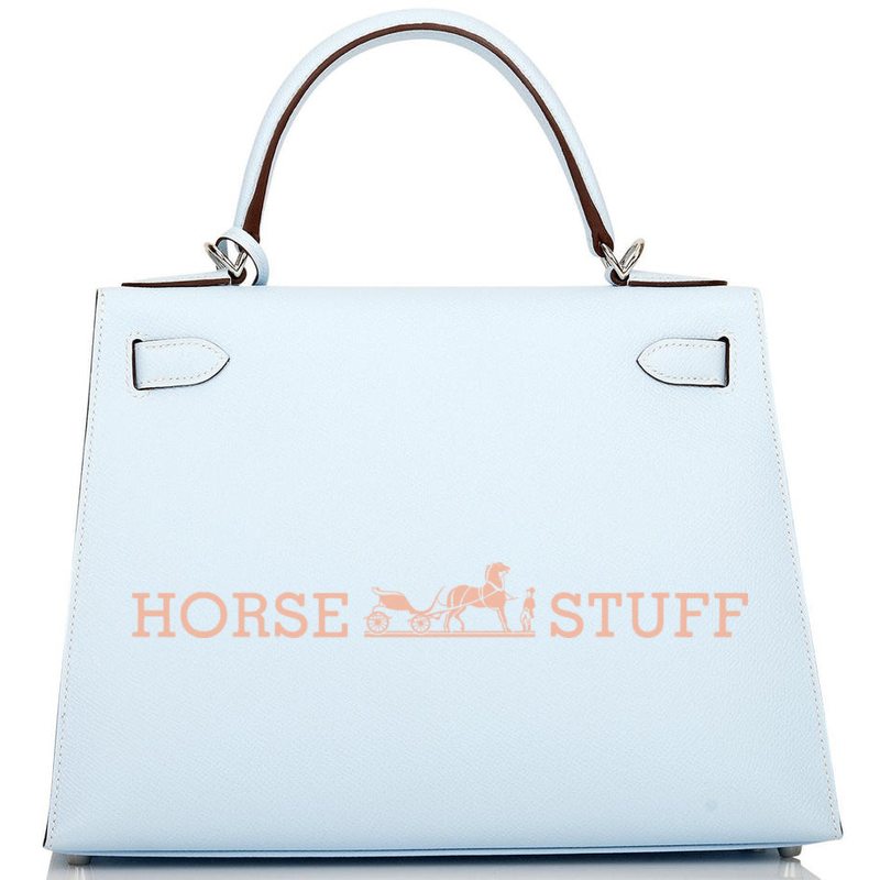 Hermès Kelly Sellier 28 Blue Brume Epsom PHW