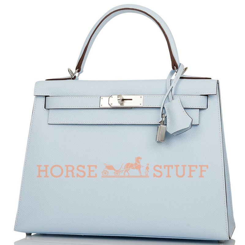 Hermès Kelly Sellier 28 Blue Brume Epsom PHW