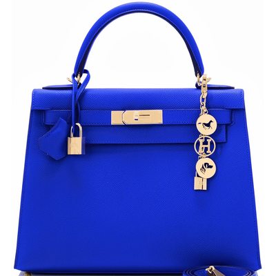 Hermès Kelly Sellier 28 Blue Electrique Epsom GHW