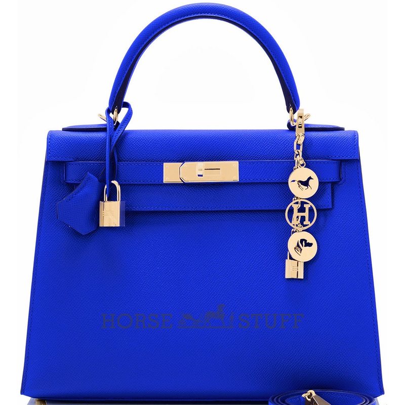 Hermès Kelly Sellier 28 Blue Electrique Epsom GHW
