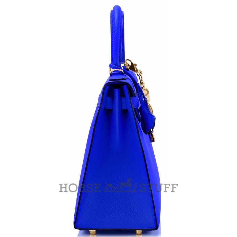 Hermès Kelly Sellier 28 Blue Electrique Epsom GHW