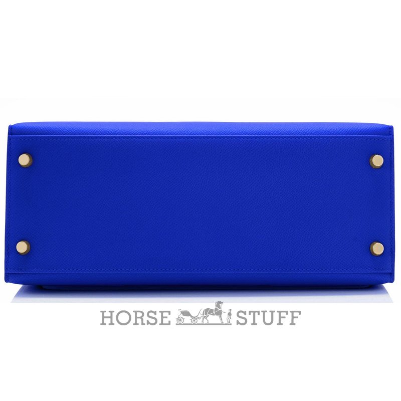 Hermès Kelly Sellier 28 Blue Electrique Epsom GHW